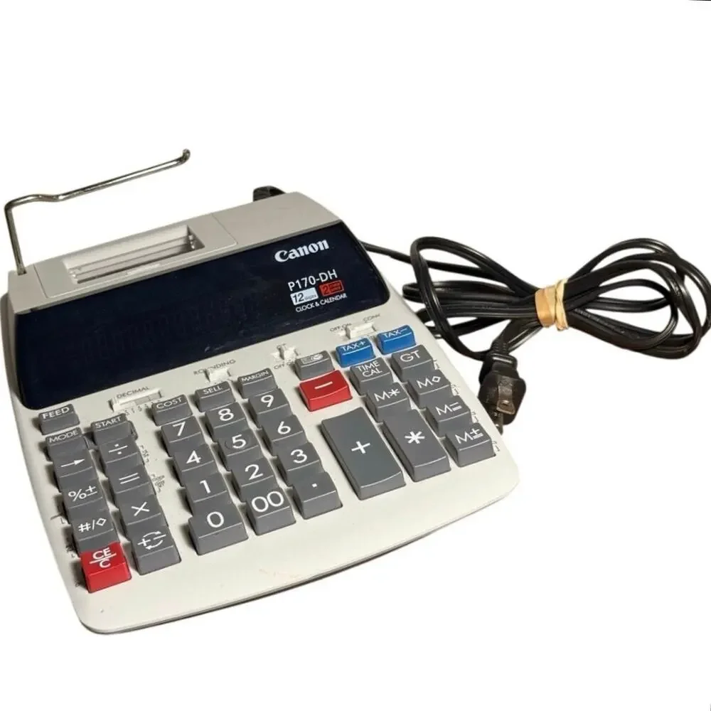 Canon P170-DH-3 12 Digit Desktop Printing Calculator 10-Key Powers On Read